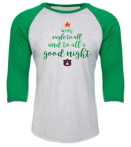 Auburn Christmas Tree Wordle - Raglan