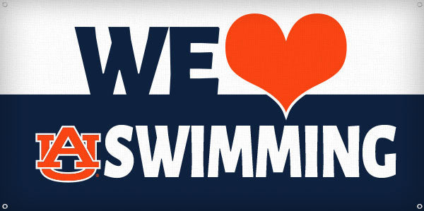 We Heart Auburn Swimming - 3ft x 6ft